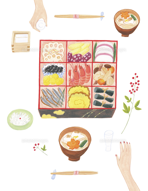 おせち料理日本の正月料理イラストイラスト画像とPSDフリー素材透過の無料ダウンロード - Pngtree