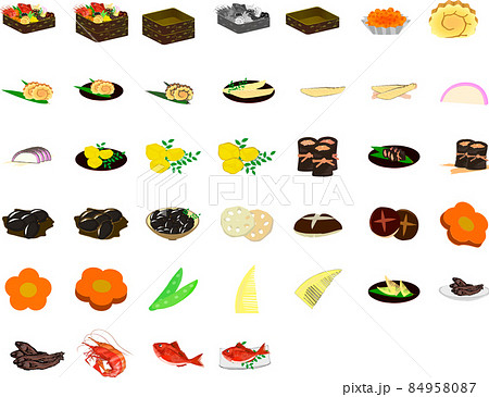 おせち料理イラストのフリー素材イラストイメージ