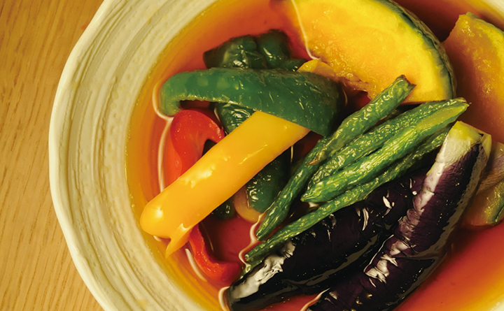 茄子のピリ辛香味揚げ浸し にんにく香るタレでビールが進む