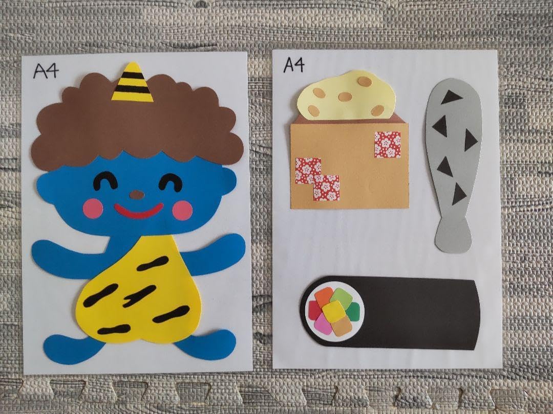 壁面飾り 節分② 2月 無料ダウンロード型紙で「節分 恵方巻き」の壁面飾り