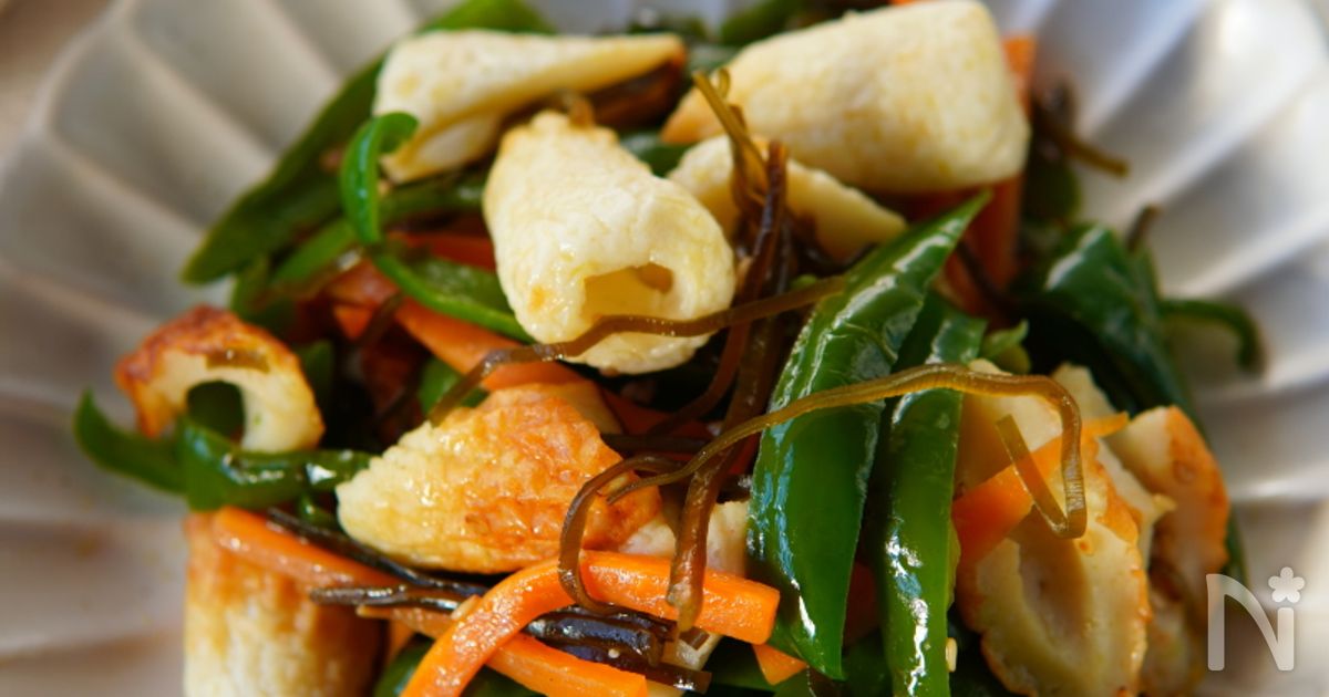 ちくわとピーマンの塩昆布和え