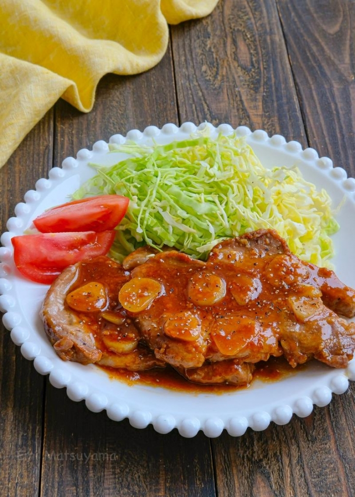 豚ロース厚切りの甘酢トンテキ 10分でご馳走1品