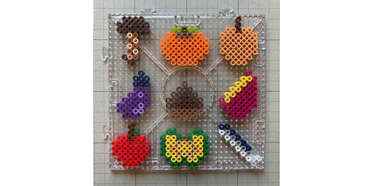 アイロンビーズ図案・小さめ・季節 秋・食べ物②手作りしてみたよ♪