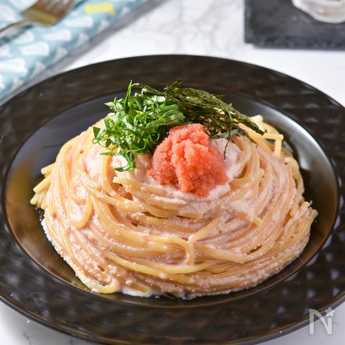 豆乳と白だしだけで作ってみましたよ 明太子スパゲティ 仕上げはコストコの韓国のりフレーク おりぃSnapdish スナップディッシュID:mDvj4a