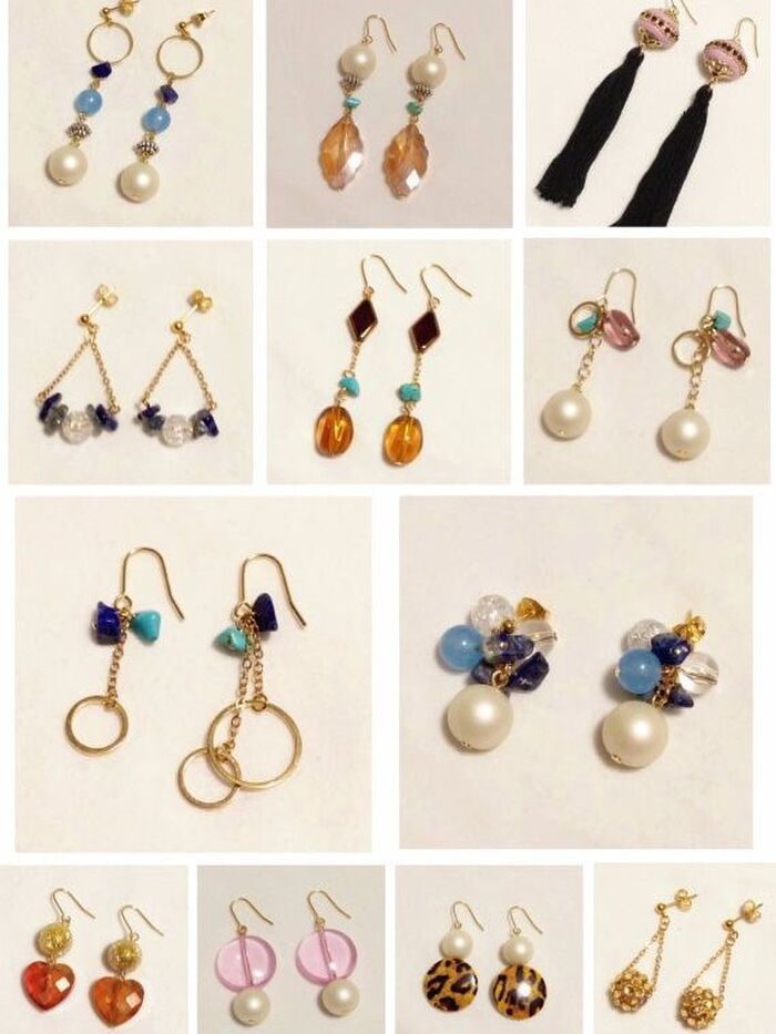 コットンパール扇形イヤリング ピアス の作り方SLOW JEWELRY MOVEMENT