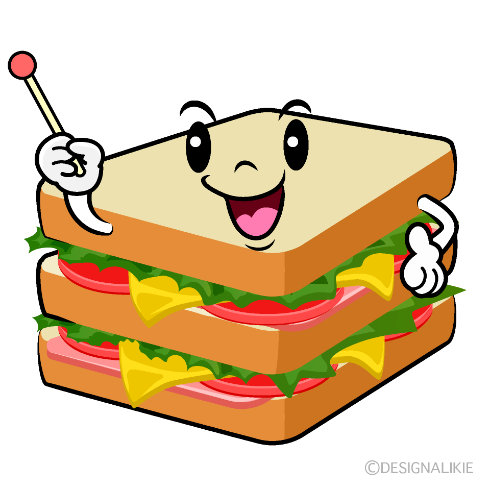 ハムのサンドイッチイラストのフリー素材イラストイメージ