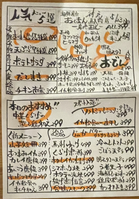 屋台メニュー テンプレートミリキャンバス