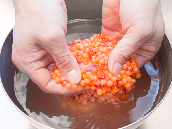 生筋子でイクラの醤油漬け : ◇ Mangiare Felice ◇ 食べて飲んで幸せ
