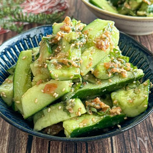 きゅうりとささみの梅しそ和え