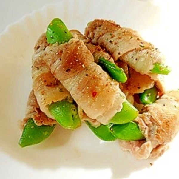 豚バラとスナップえんどうの卵とじ