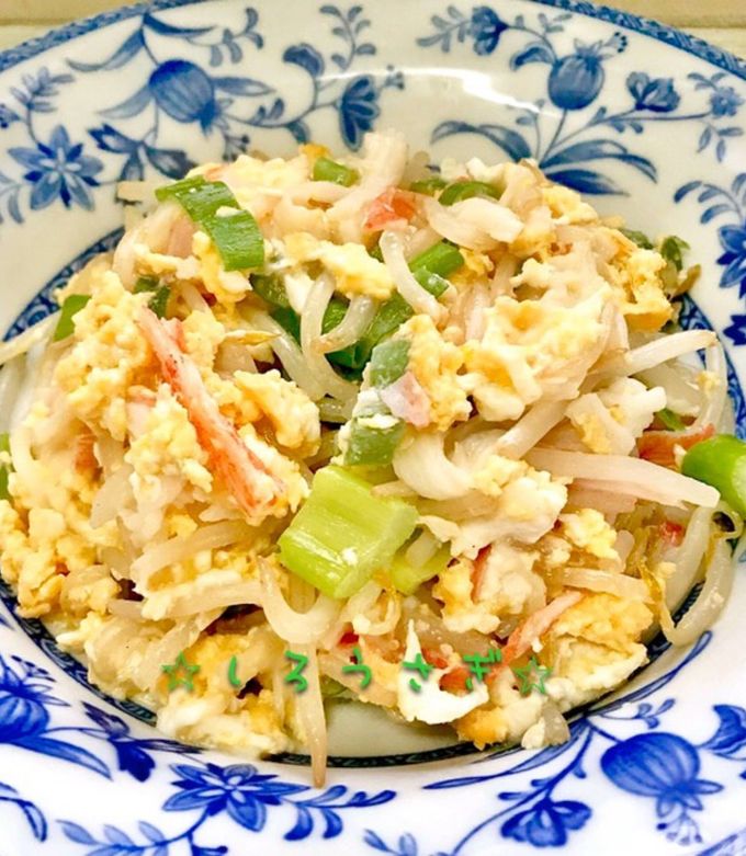 レンジで出来ちゃう！＊もやしとカニカマと炒り卵の中華和え＊レシピサイトNadia