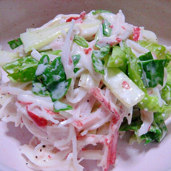 おつまみに最高♡ほうれん草とカニカマの辛子マヨ和え