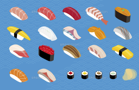 フリー素材中トロの握り寿司を描いたイラスト。脂ののったきれいなピンク色が美味しそう