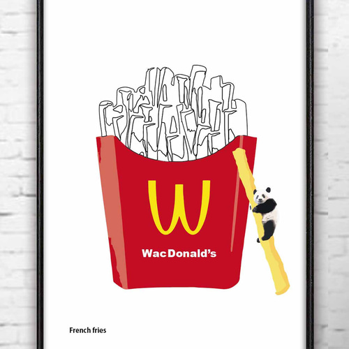 フライドポテト イラスト入り 吊り下げ旗 63056- 販促用品通販のサインモール