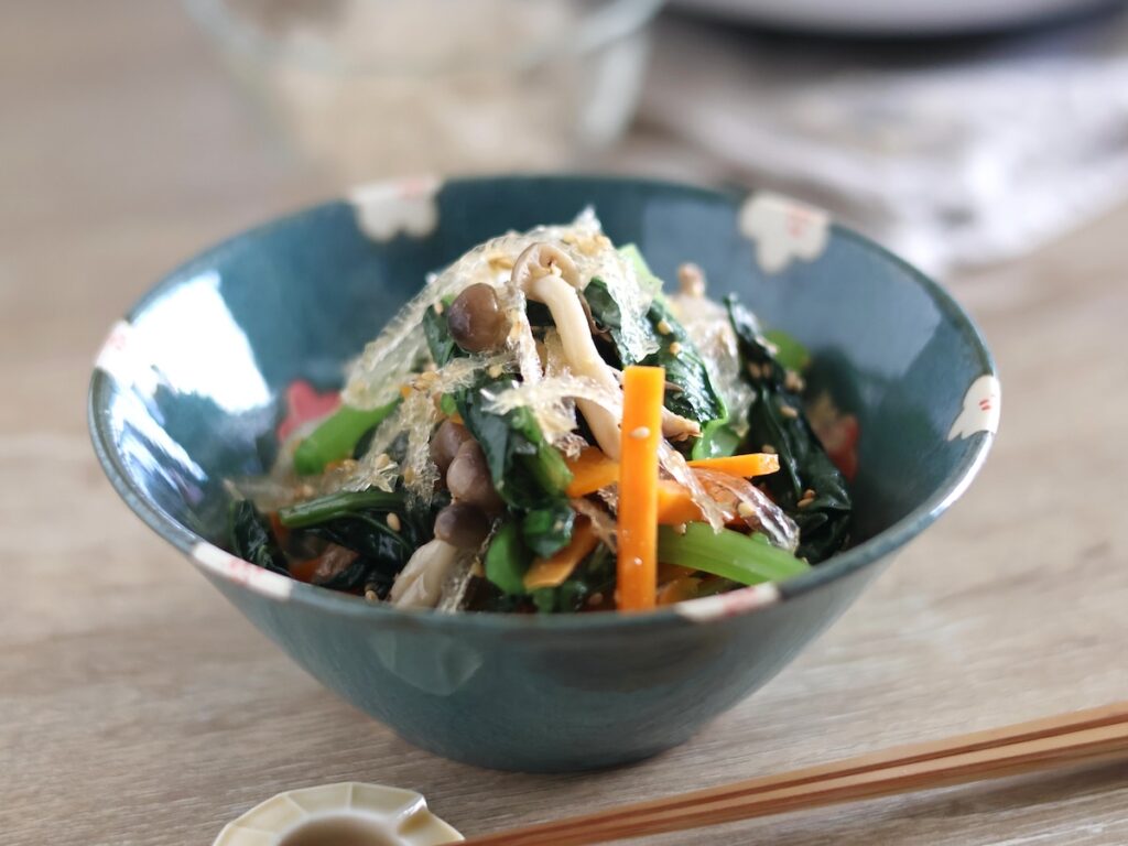 過去レシピ レンジで５分簡単♡小松菜としめじのナムルアラフィフ主婦の節約生活とお料理、作り置き、お弁当作りBLOG