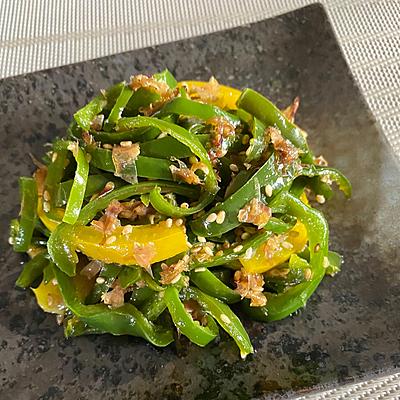 ⁡ ＼レンジで3分⁡ピーマンのおかか和え材料 ・ピーマン小さめ4個 普通サイズなら2個・ごま油適量 ・醤油小さじ2 ・かつお節 たっぷり ⁡ ピーマンの種をとり細長く切り耐熱皿にいれる。 ごま油を回しかけふんわりとラップをしレンジで3分 500wできたら醤油と鰹節をかけ和えたら完成！ ⁡ ⁡ 我が家ではお弁当の定番のこのレシピ✌️