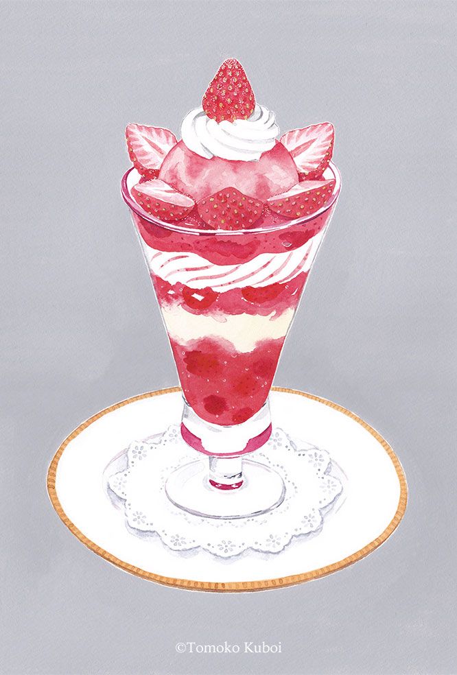 イチゴパフェイラスト無料イラスト・フリー素材なら「イラストAC」