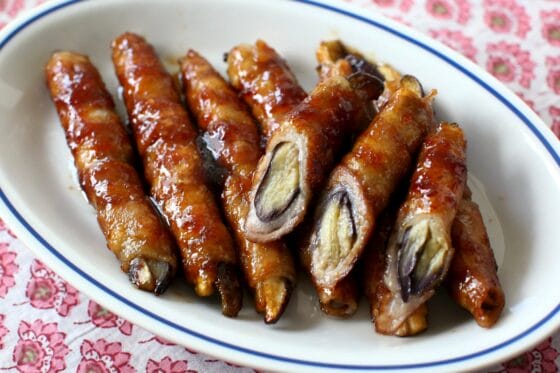 茄子の甘辛豚バラ巻き こんがりジューシー♬︎やみつきおかず