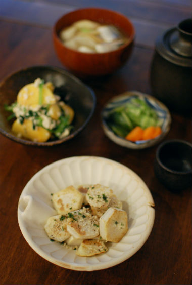 ねぎと里芋の味噌汁。風邪予防
