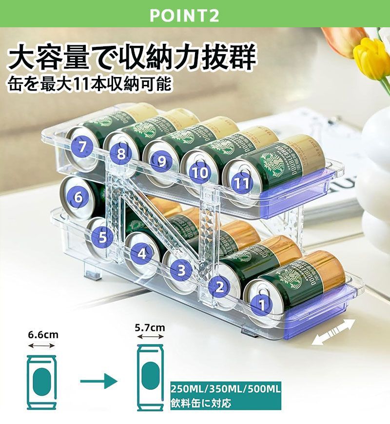 ホルダー 折りたたみ 冷蔵庫 折りたたみ式 缶収納 缶ビール 缶ストッカー 冷蔵庫収納 缶ビール キッチン収納 二重仕上げラック 飲料収納ラック冷蔵庫スッキリ 棚上も収納に 収納ケース 缶収納ラック 北欧 おしゃれ