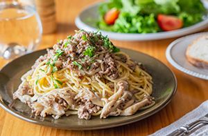 レンジで夏キーマカレーのパスタ