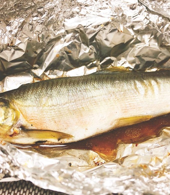 まるごと食べられる♡鮎のホイル焼き