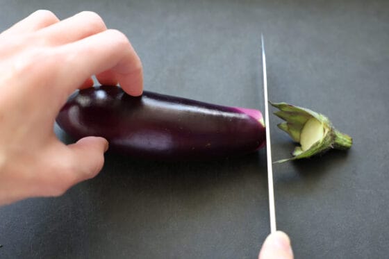 天婦羅用の茄子の切り方 末広茄子