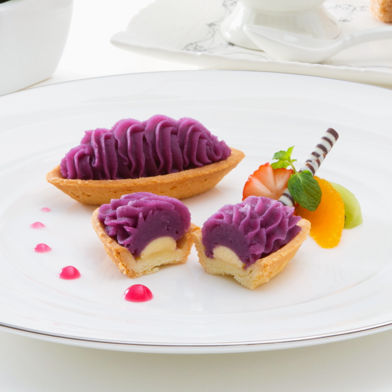 元祖紅いもタルト」の3個入りパッケージを新発売。プラスチック製トレーを無くした環境に配慮した包装。沖縄のお土産 - 元祖 紅いもタルト -御菓子御殿公式