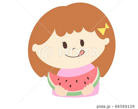 スイカを食べる女の子のイラスト素材42222392- PIXTA