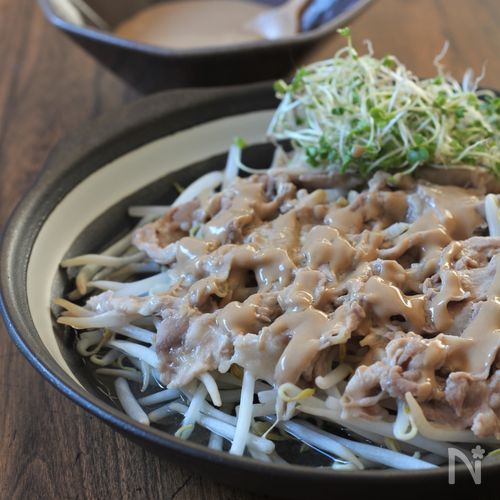 豚しゃぶともやしのレンジ蒸し