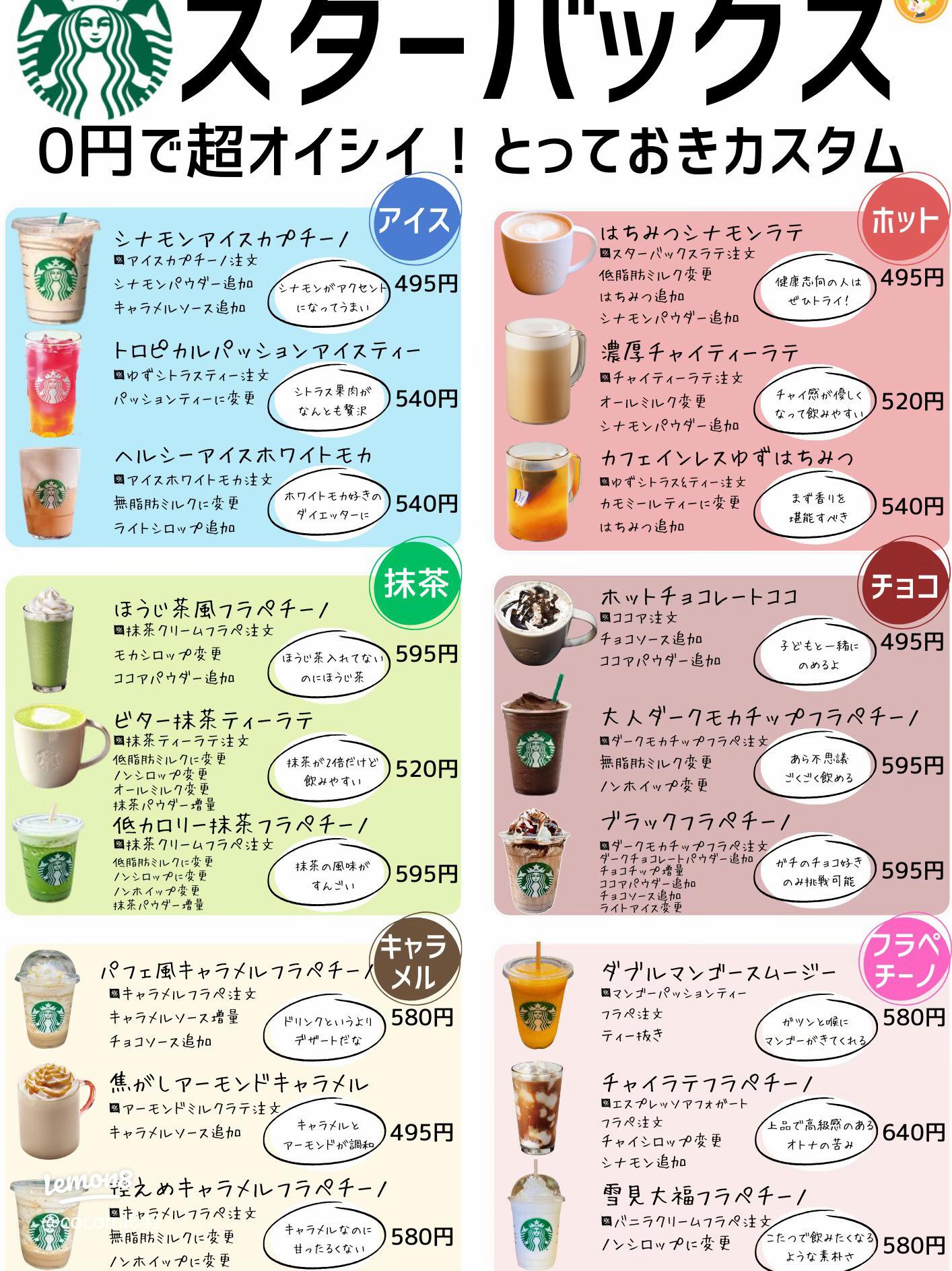 スタバの裏メニュー50選！フラペチーノとアイスの人気カスタマイズを紹介しますスタバに暮らす