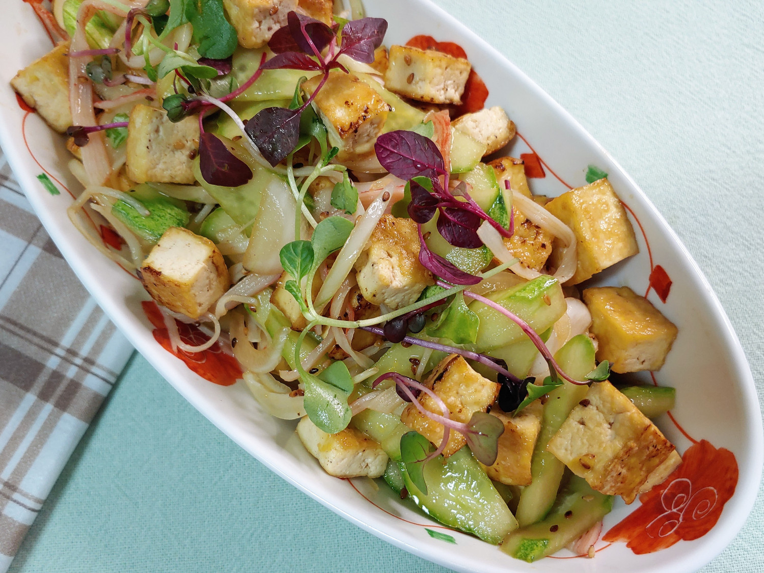 焼き豆腐と帆立の煮もの