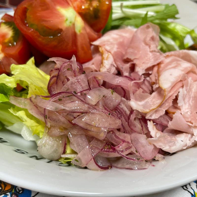 生ハムと紫玉ねぎの甘酢マリネキッチンスマイル関西スーパ