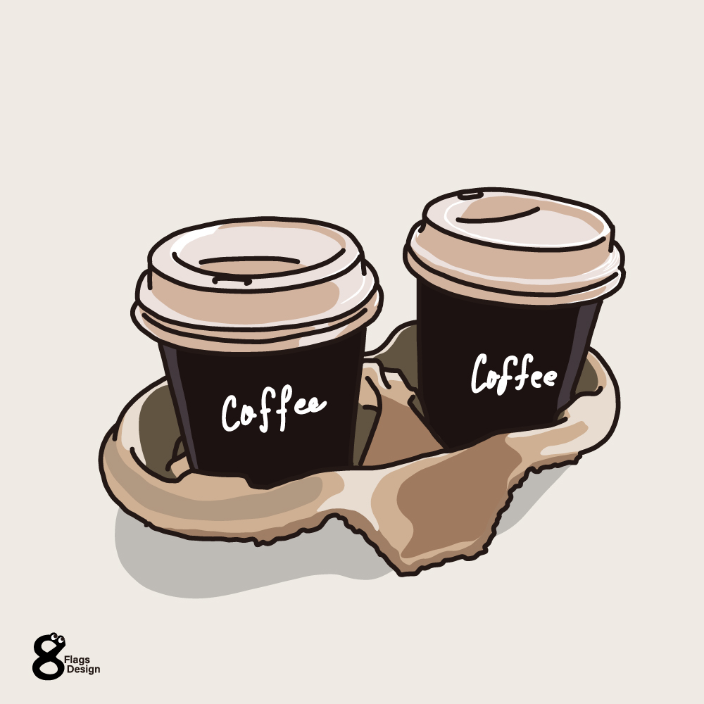 カラーで、フリーハンドの描画スタイルでコーヒーテイクアウトのプラスチックまたは紙コップのベクトルイラスト。行くオフィスデザインのコーヒーで朝食に温かい飲み物Premiumベクトル素材