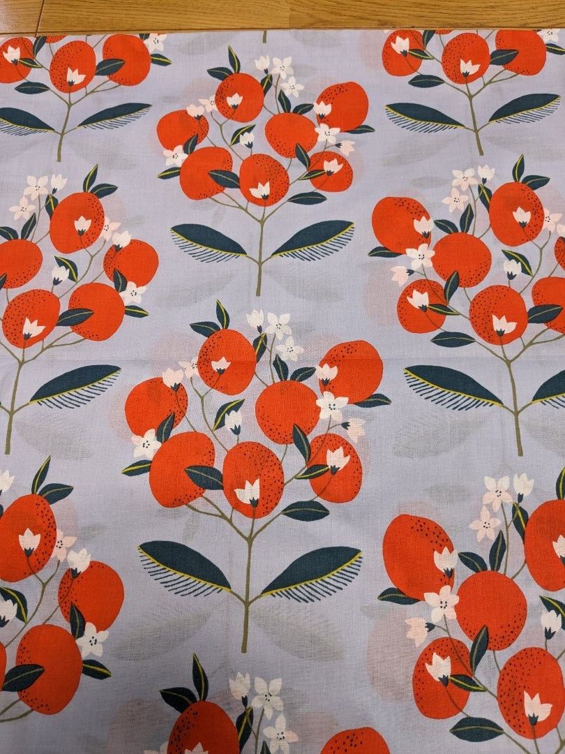 Qoo10韓国生地 果物柄 花柄 イチゴ柄 水彩画