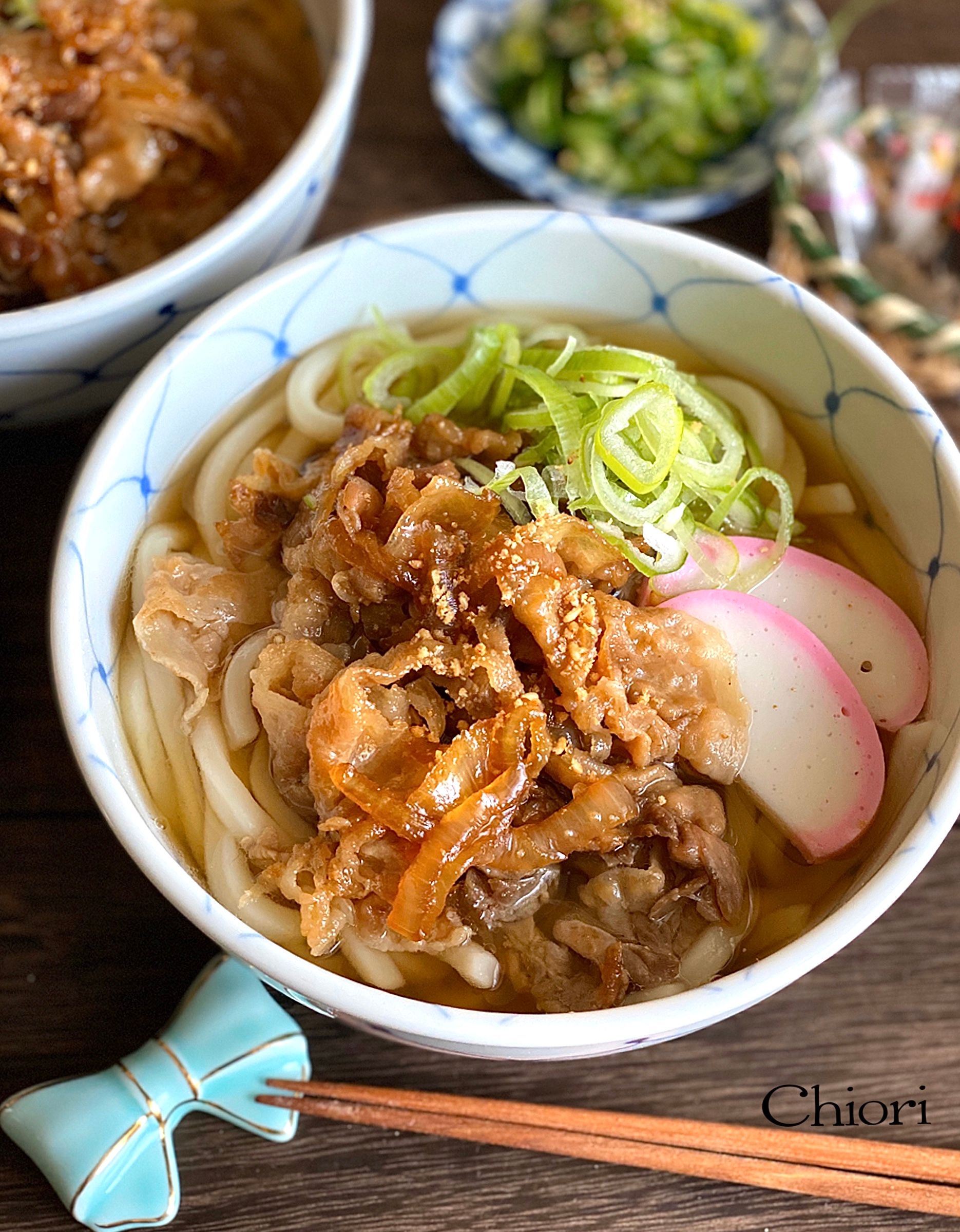 めんつゆでお手軽 甘辛豚肉うどん