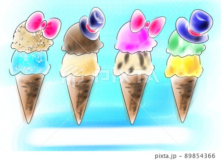 かわいい ソフトクリーム アイスクリーム クリームソーダのイラストセットのイラスト素材89296898- PIXTA