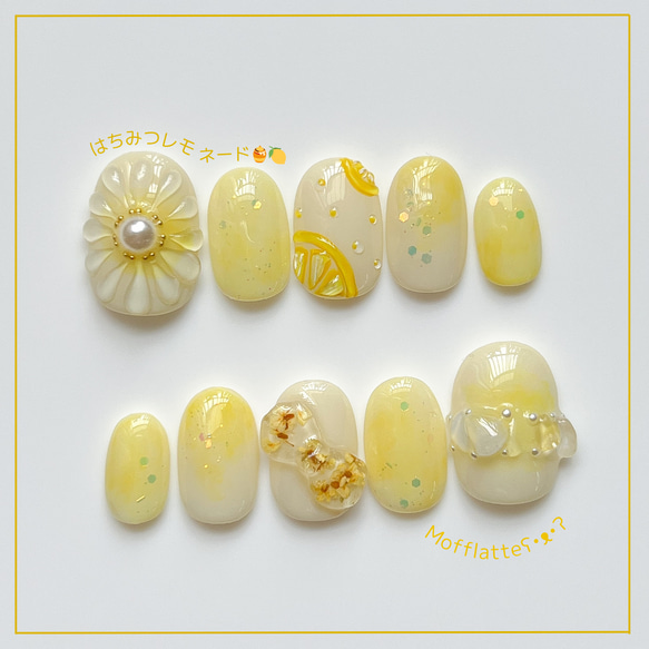 レモネードネイル 夏ネイル オレンジネイル レモンネイル 果物ネイル 浴衣ネイル お出かけネイル ネイルチップ つけ爪Jurtom 1 通販19348616Creema クリーマ