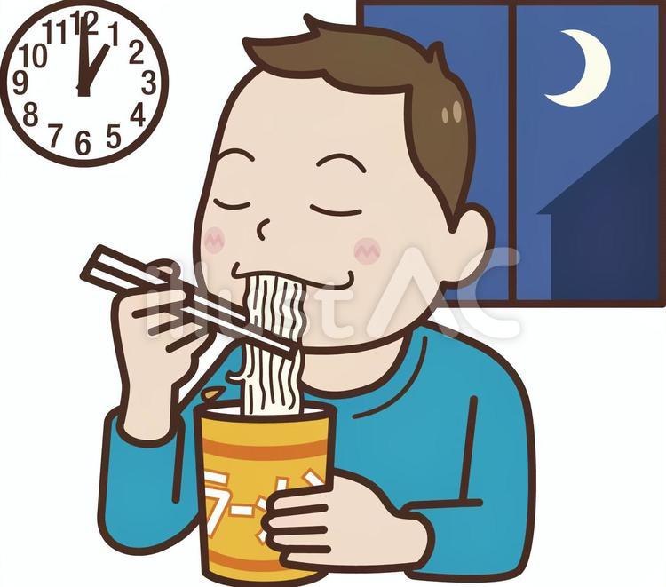 カップ麺を食べる男性 11014025552 の写真・イラスト素材アマナイメージズ