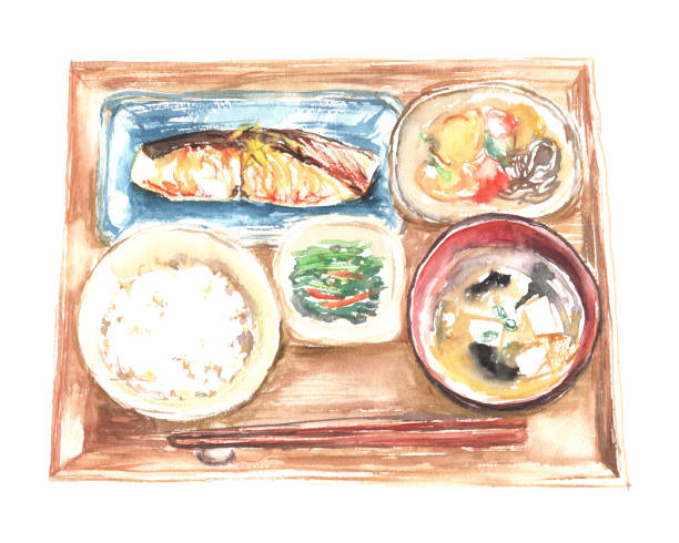 とんかつ定食 料理・食べ物の手描き水彩イラスト素材のイラスト素材FYI08113068ストックフォトの QleanMarket キュリンマーケット