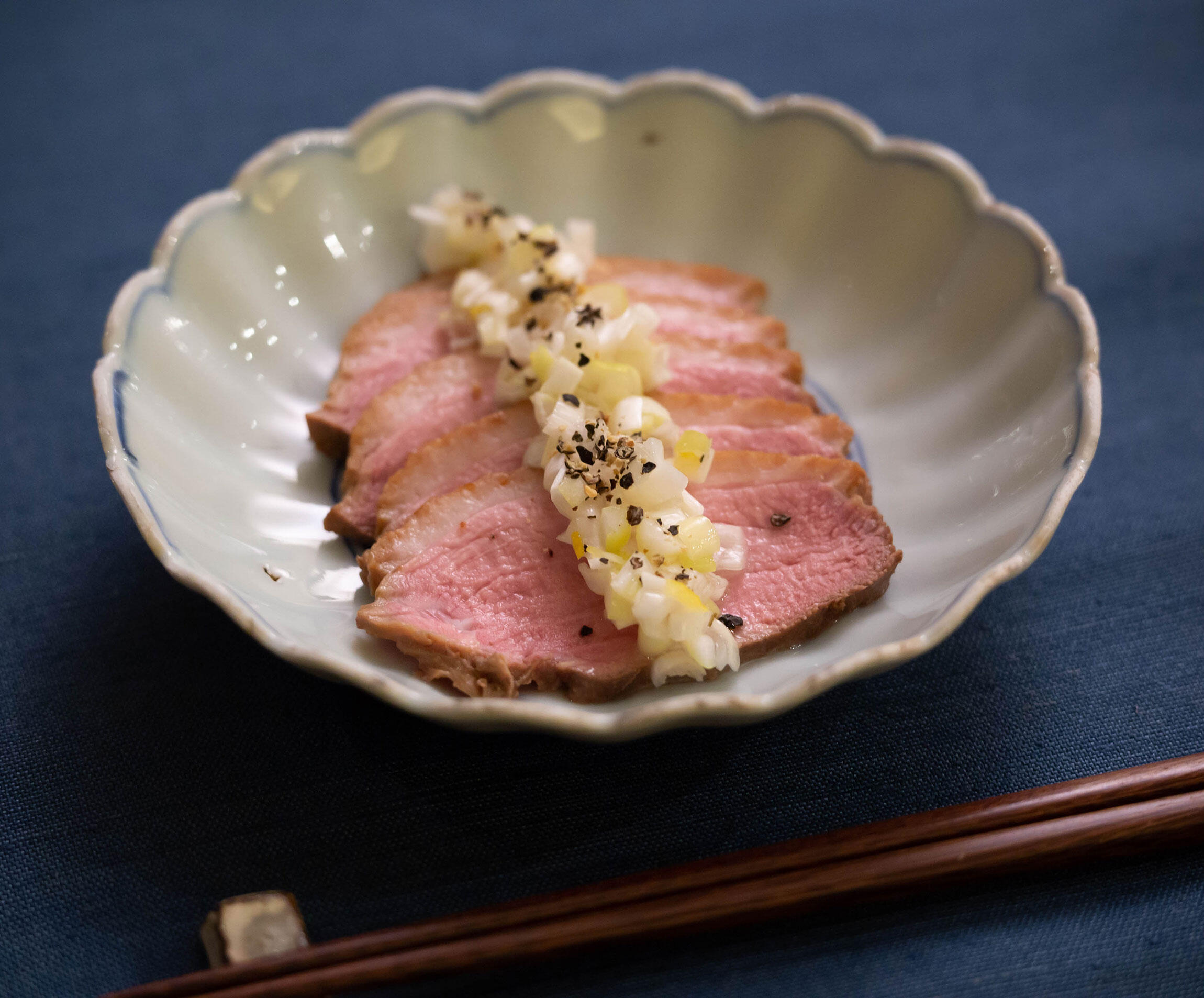 1人分 ＾＾ 鴨肉を使って蒸し料理。レンジでチン