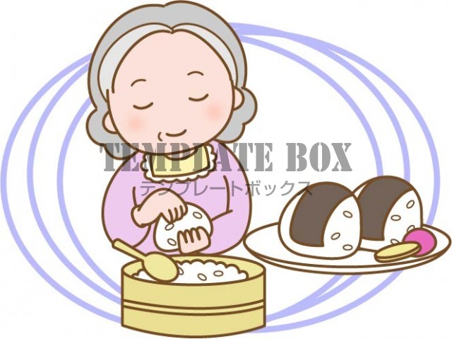 おにぎりを握る男性のイラスト - イラストの里