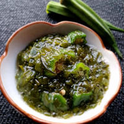 簡単 オクラとメカブのポン酢和え