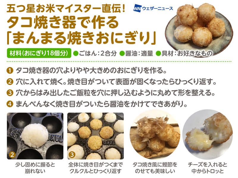 一口サイズがかわいい♪たこ焼き器で焼きおにぎりHow To Make Round grilled rice balls - YouTube