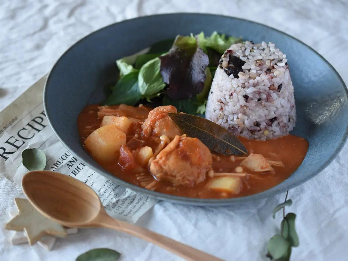 カフェご飯風カレー盛り付け方＊野菜添え