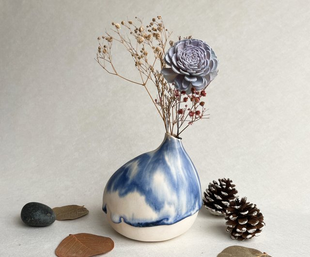 陶芸 手作り陶器 飾り花瓶 菊図柄 陶芸手作り陶器飾り花瓶菊図柄