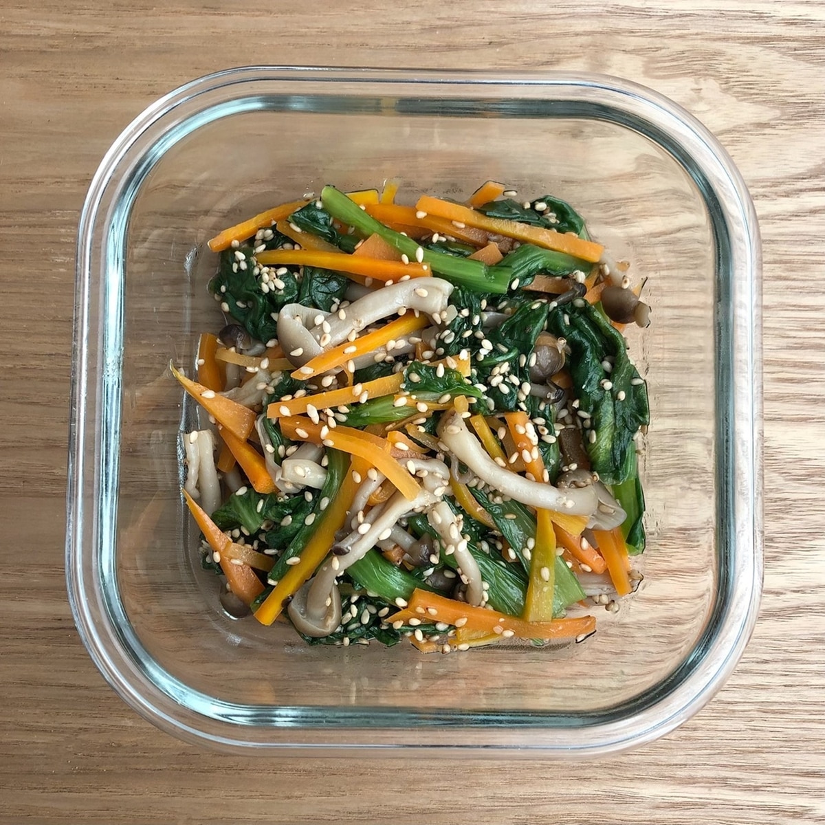 小松菜、ぶなしめじ、人参のナムルだいどこログ 生協パルシステムのレシピサイト