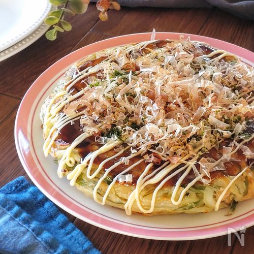 山芋・卵なし！ふわふわ ネギと豚バラお好み焼き