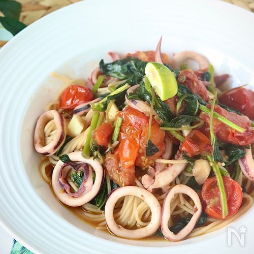 スルメイカの一夜干しで作る 和風スパゲティ