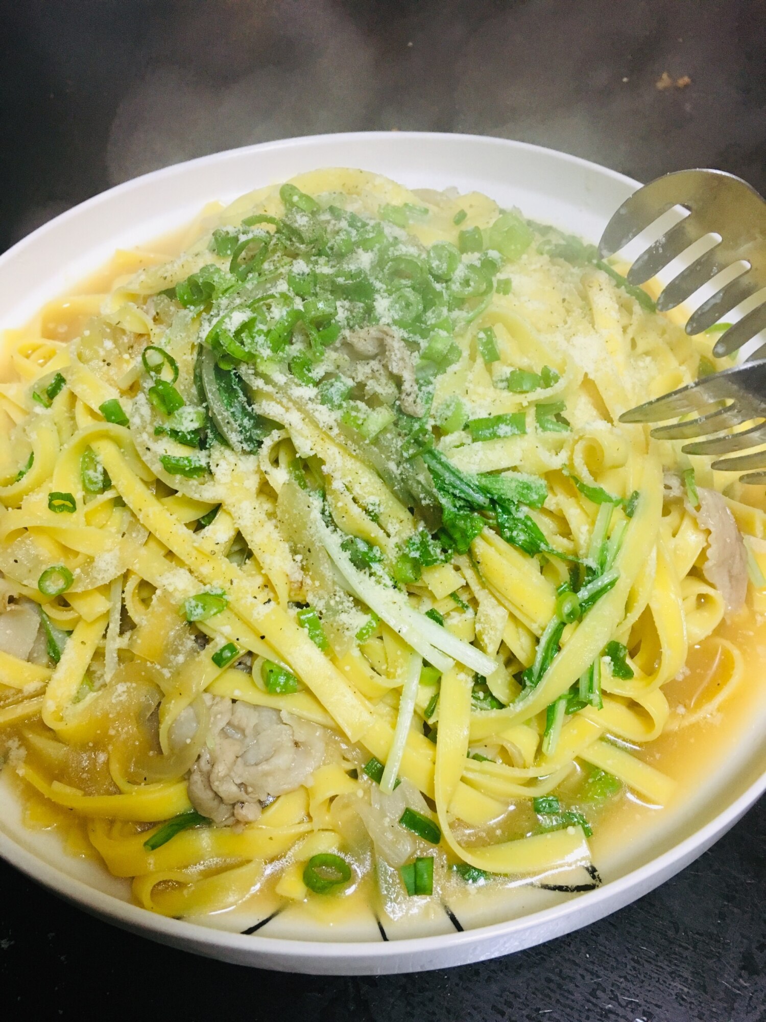 ツナしその和風フェットチーネパスタ